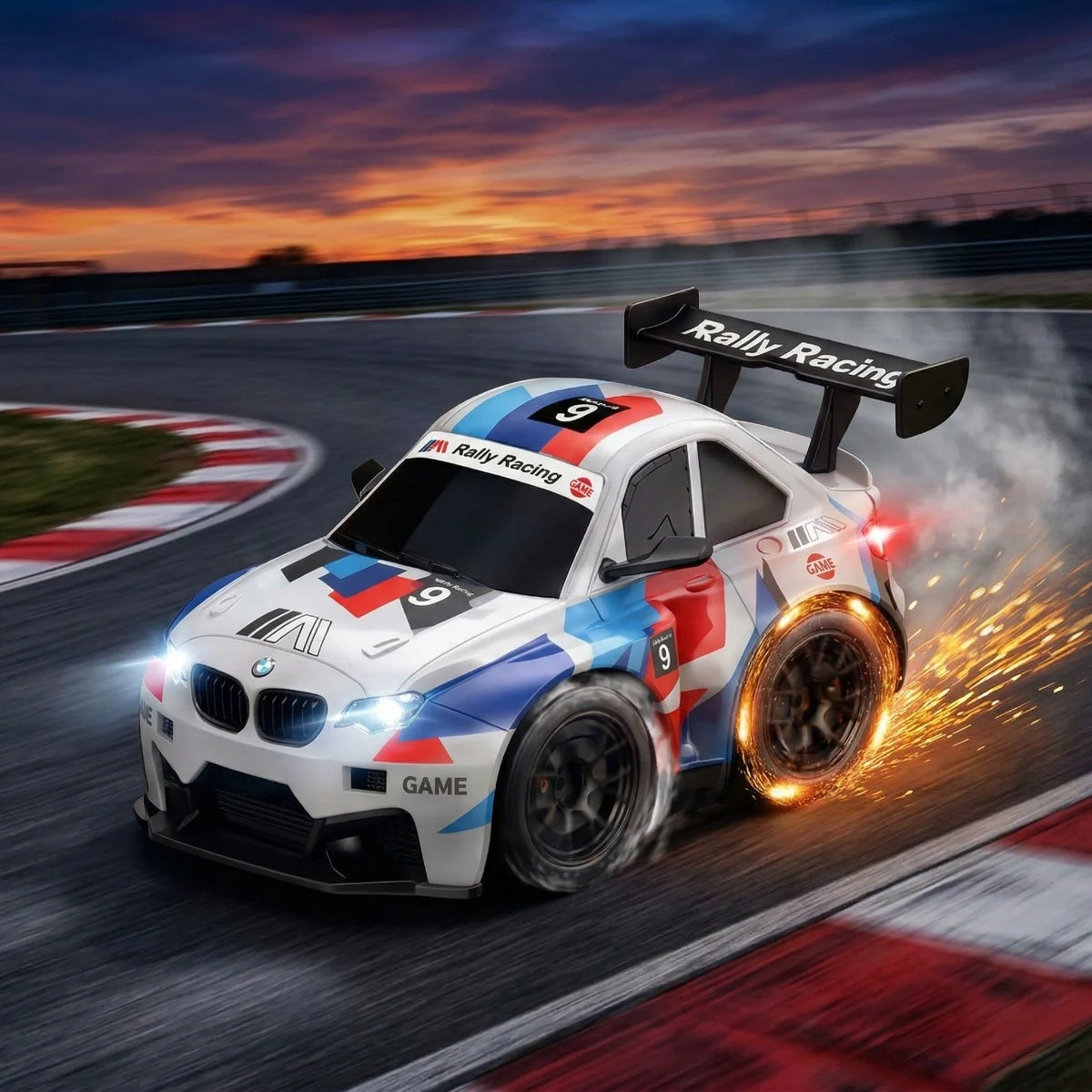 RC BMW M4 Drift Car with Spark Effect – 4WD Rechargeable Remote Control Racing Car