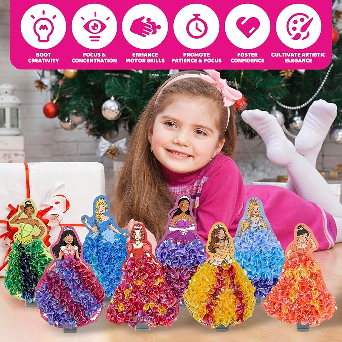 Princess Poke Art Craft Kit for Girls | DIY Creative Arts & Crafts Activity Toy | Fun Birthday Gift for Kids Ages 3-9