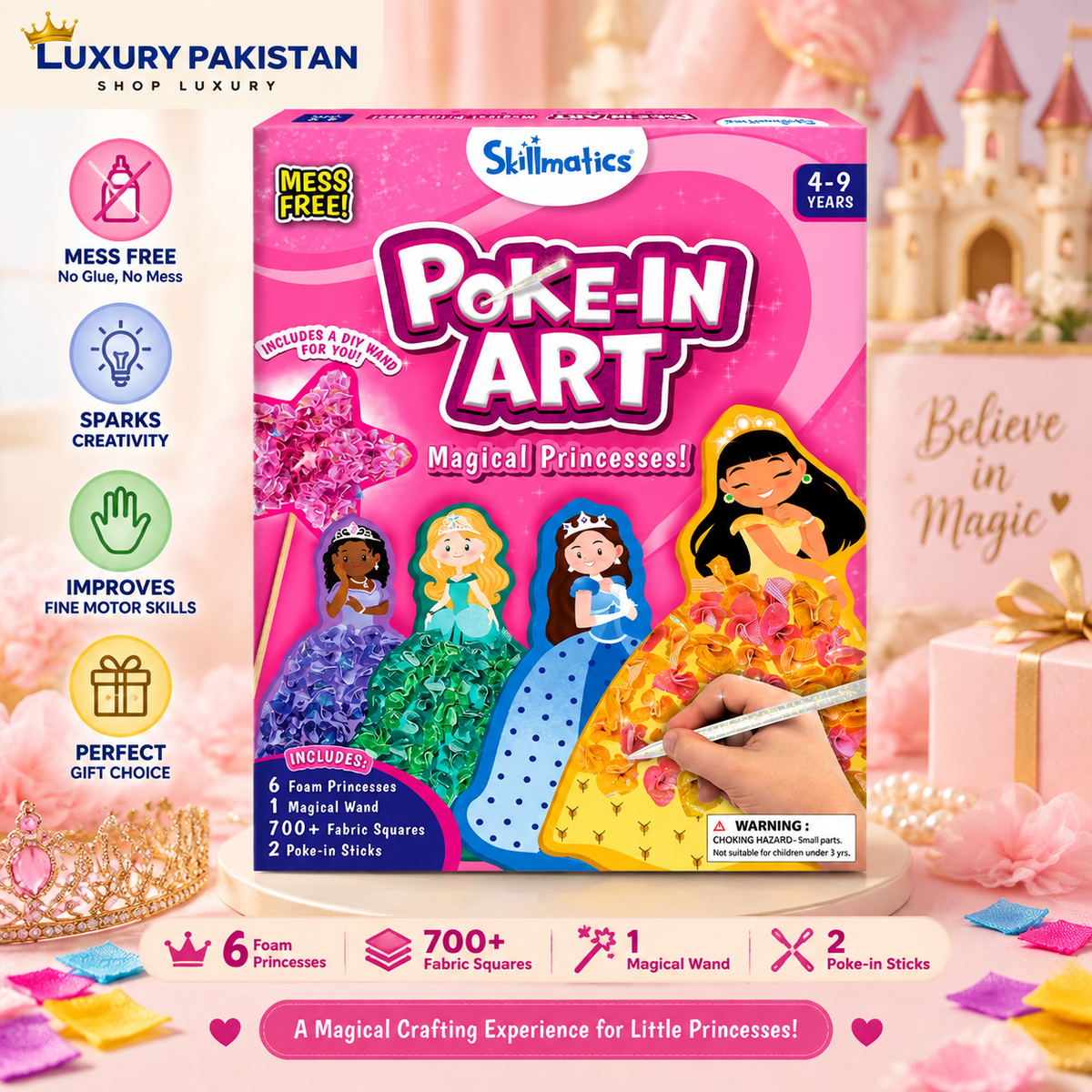 Princess Poke Art Craft Kit for Girls | DIY Creative Arts & Crafts Activity Toy | Fun Birthday Gift for Kids Ages 3-9