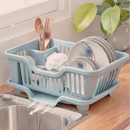 Kitchen Dish Drying Rack with Drain Tray – Space-Saving Sink Organizer