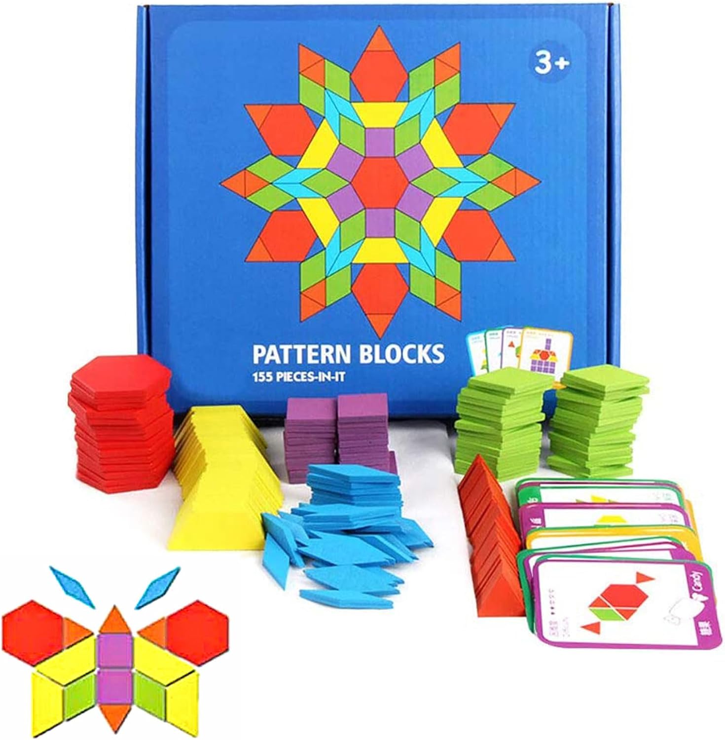 Montessori Wooden Geometric Shape Pattern Blocks Puzzle - 200 Pcs ...