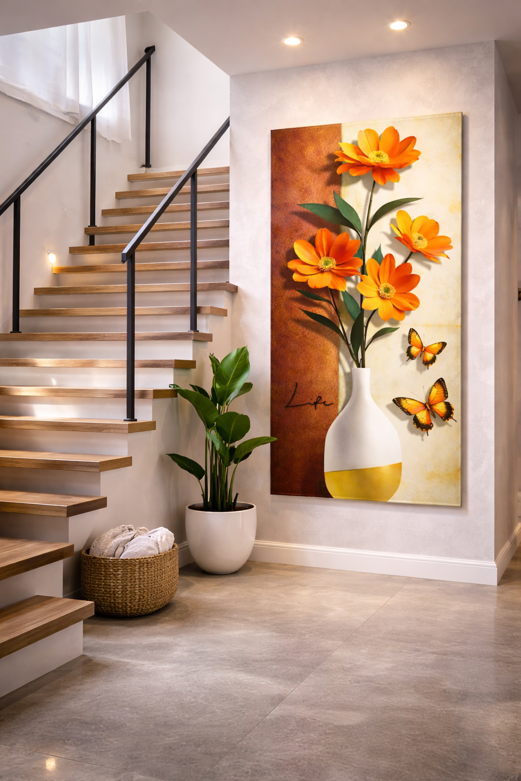 Vibrant Orange Floral Wall Poster