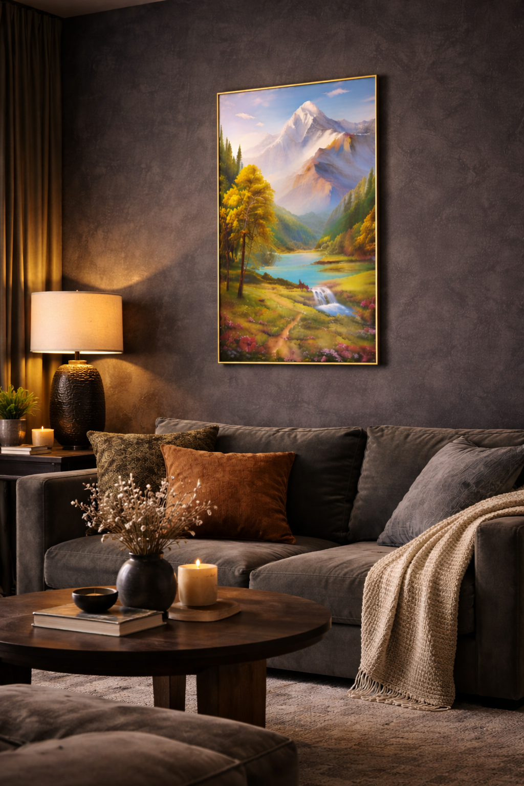 Scenic Mountain Landscape Wall Poster – Vertical Premium Wall Decor