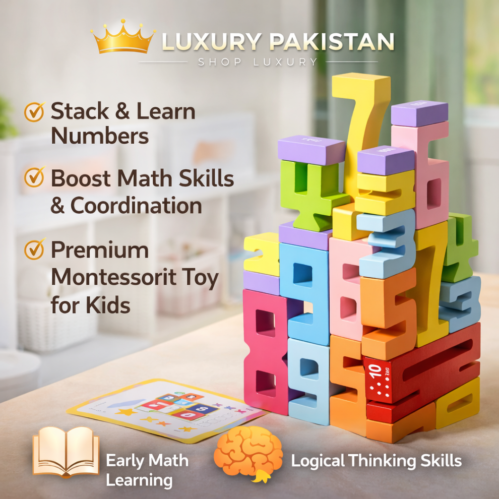 Wooden Number Stacking Blocks for Kids – Montessori Math Learning Toy ...