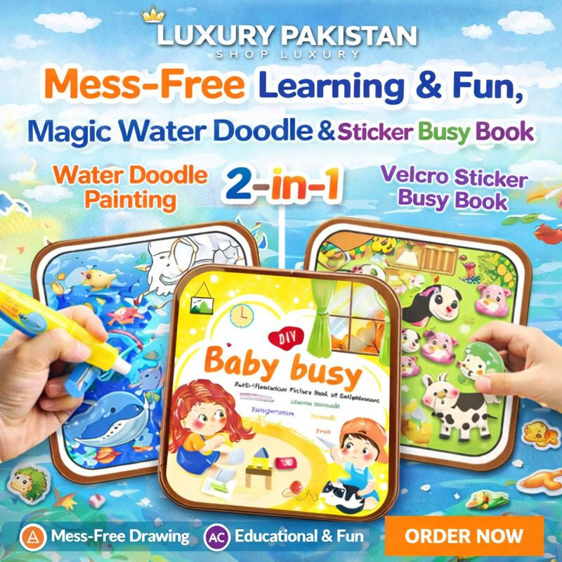 Reusable 2-in-1 Magic Water Doodle Drawing Busy Book for Kids