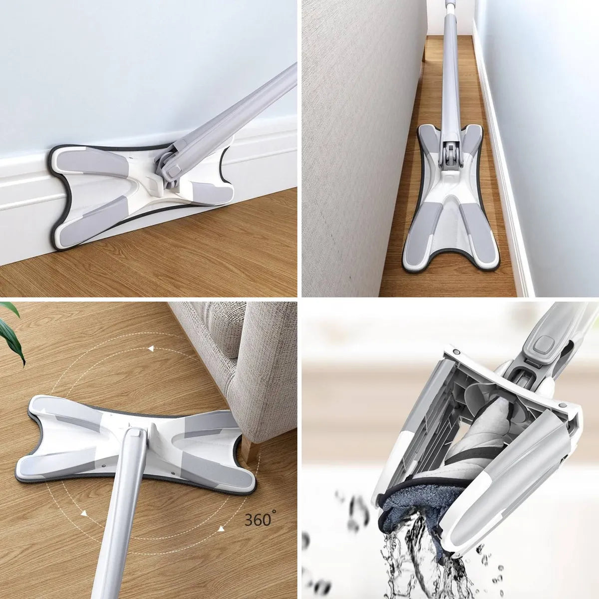 Hands-Free 360-Degree Self-Wringing X-Type Microfiber Mop