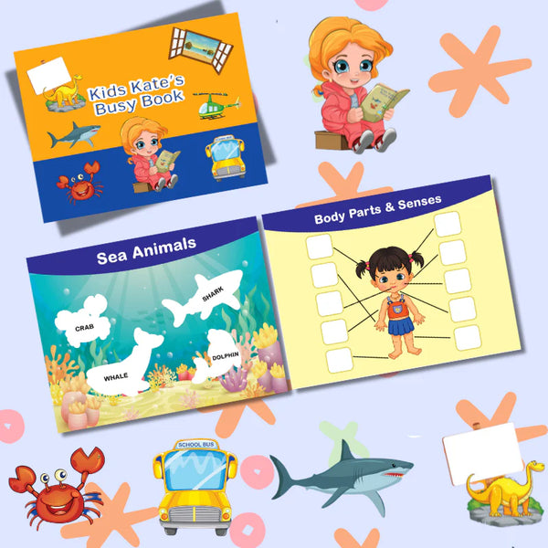 Educational Kids Montessori Busy Book ( Reuseable Velcro Stickers Included )